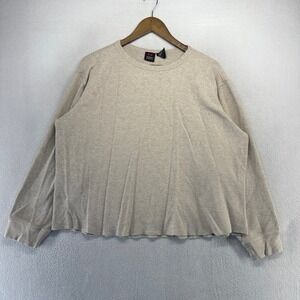 Vintage Emergency Exit Shirt Mens Large Tan Thermal Waffle Boxy Crop Y2k Muscle